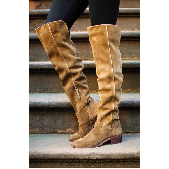 NEW! Dolce Vita Kitt Over the Knee Boot Khaki Tan Light Brown Suede Size 6